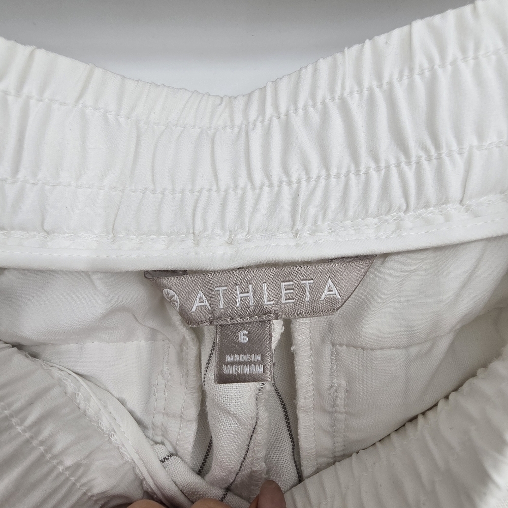 Athleta Stripe Bali Linen Crop sea side silver grey size 6 - Picture 6 of 7